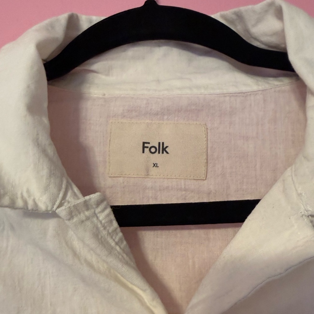 Folk Clothing Men’s Healey Cotton Linen Blend Floral Button Down Shirt Size XL - Picture 3 of 5